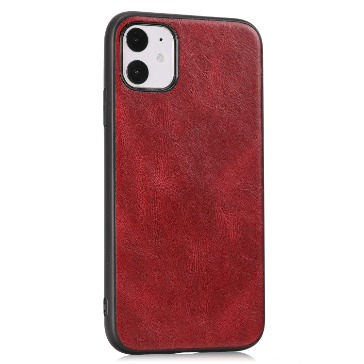For iPhone 11 Crazy Horse Textured Calfskin PU+PC+TPU Case