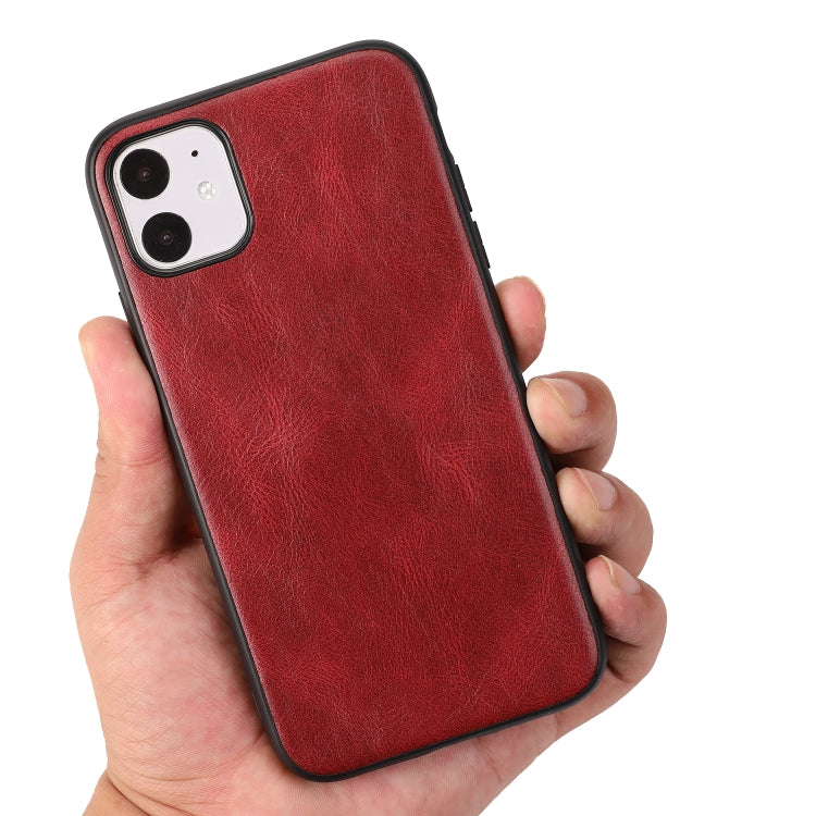 For iPhone 11 Crazy Horse Textured Calfskin PU+PC+TPU Case