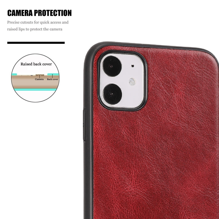 For iPhone 11 Crazy Horse Textured Calfskin PU+PC+TPU Case