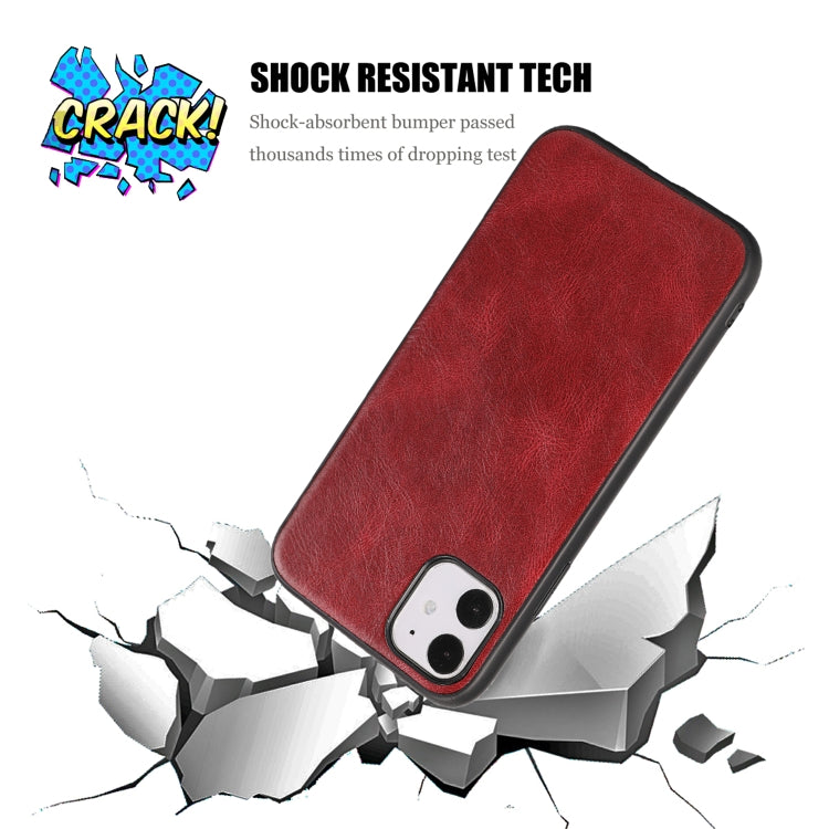 For iPhone 11 Crazy Horse Textured Calfskin PU+PC+TPU Case