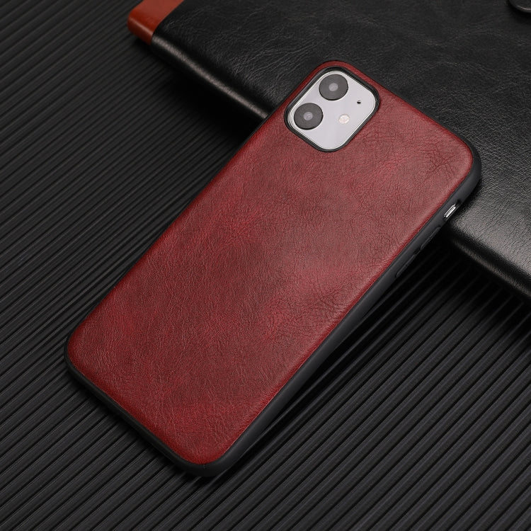 For iPhone 11 Crazy Horse Textured Calfskin PU+PC+TPU Case