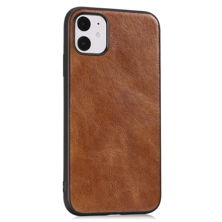 For iPhone 11 Crazy Horse Textured Calfskin PU+PC+TPU Case