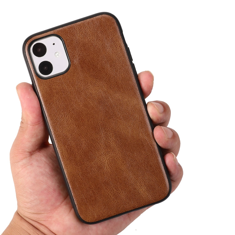 For iPhone 11 Crazy Horse Textured Calfskin PU+PC+TPU Case