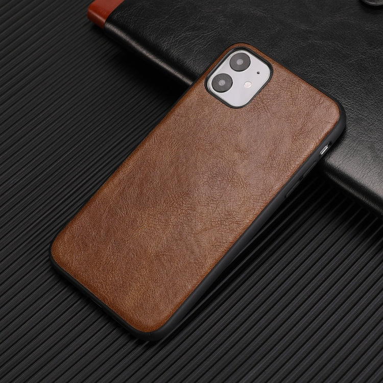 For iPhone 11 Crazy Horse Textured Calfskin PU+PC+TPU Case