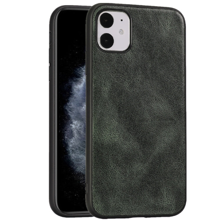 For iPhone 11 Crazy Horse Textured Calfskin PU+PC+TPU Case