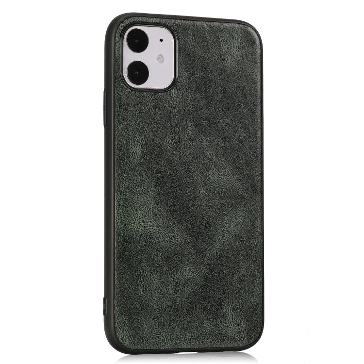 For iPhone 11 Crazy Horse Textured Calfskin PU+PC+TPU Case