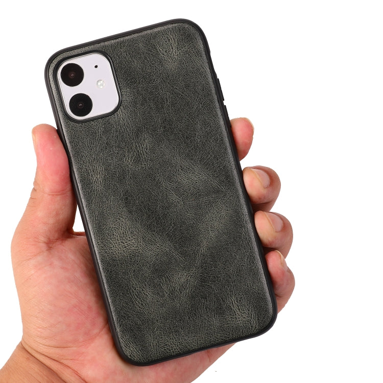 For iPhone 11 Crazy Horse Textured Calfskin PU+PC+TPU Case