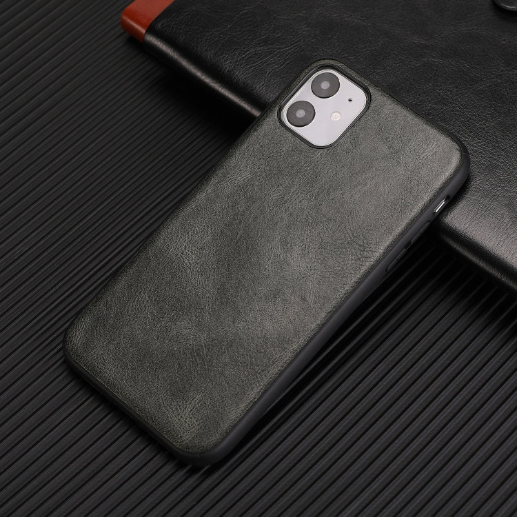 For iPhone 11 Crazy Horse Textured Calfskin PU+PC+TPU Case