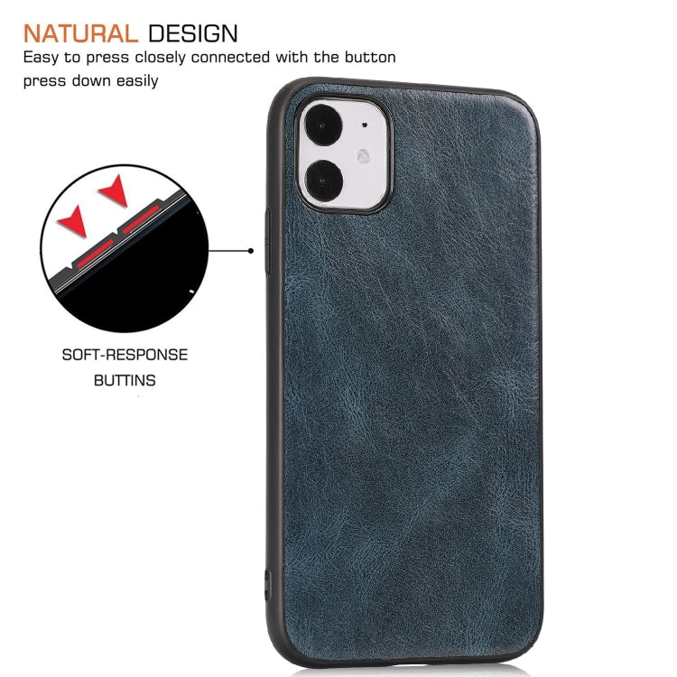 For iPhone 11 Crazy Horse Textured Calfskin PU+PC+TPU Case