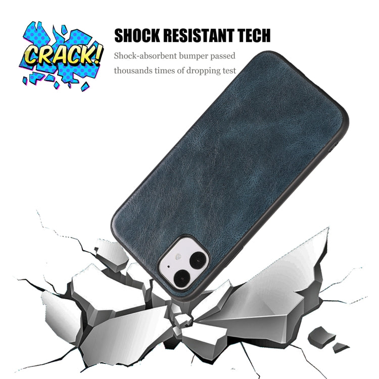 For iPhone 11 Crazy Horse Textured Calfskin PU+PC+TPU Case