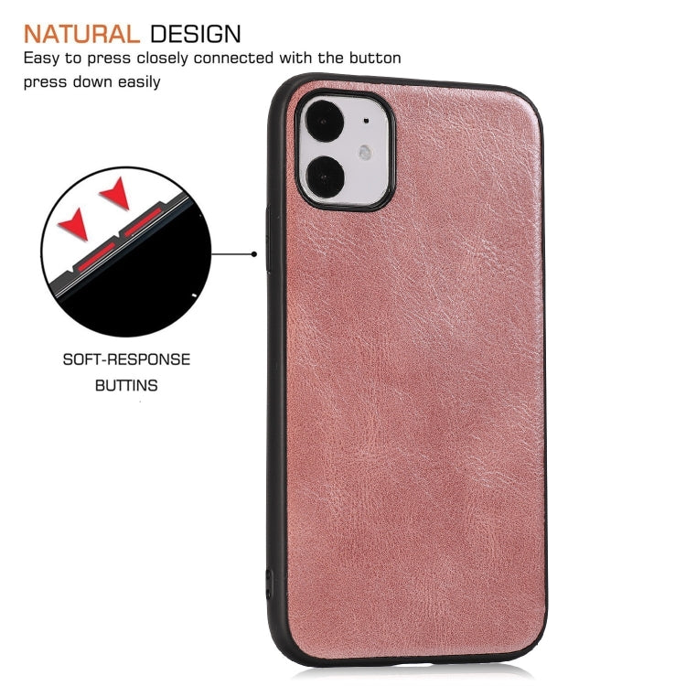 For iPhone 11 Crazy Horse Textured Calfskin PU+PC+TPU Case