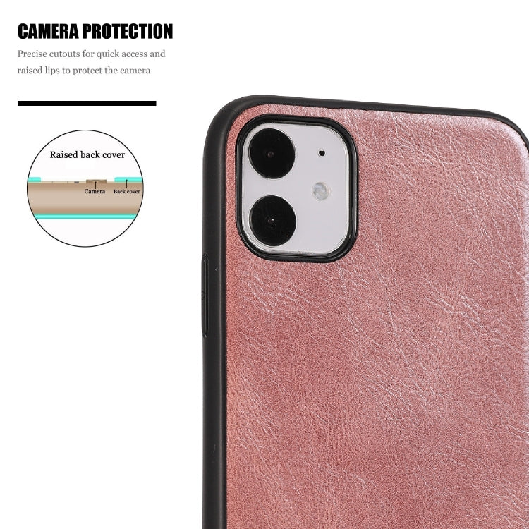For iPhone 11 Crazy Horse Textured Calfskin PU+PC+TPU Case