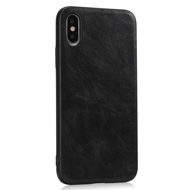 For iPhone X Crazy Horse Textured Calfskin PU+PC+TPU Case