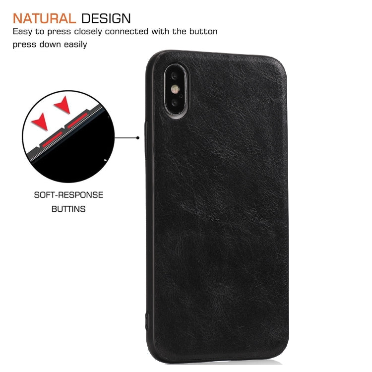 For iPhone X Crazy Horse Textured Calfskin PU+PC+TPU Case