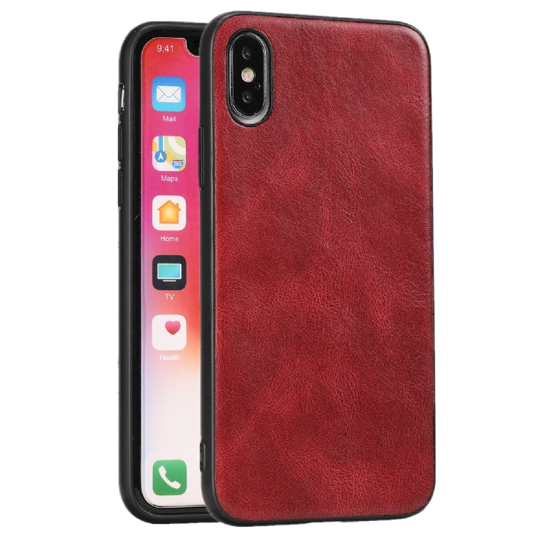 For iPhone X Crazy Horse Textured Calfskin PU+PC+TPU Case