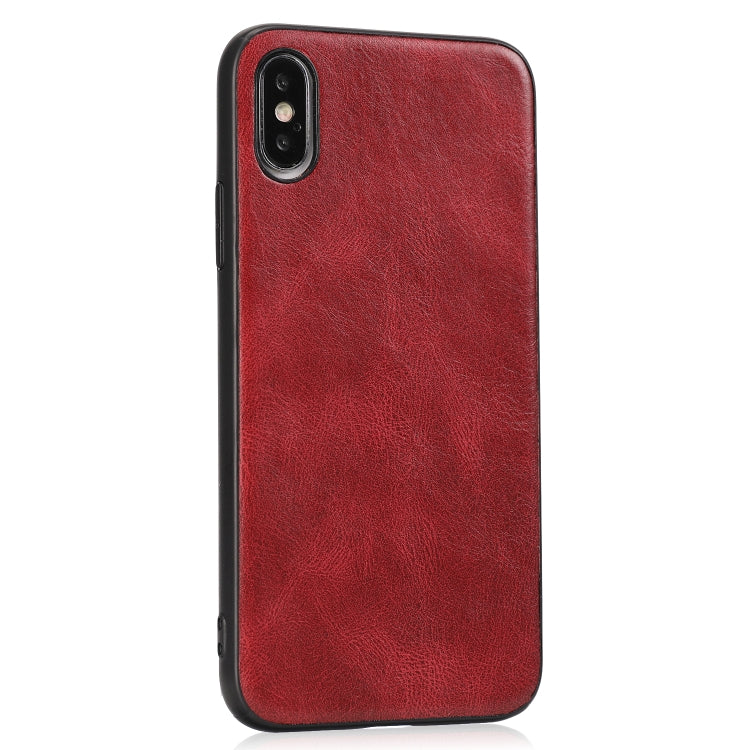 For iPhone X Crazy Horse Textured Calfskin PU+PC+TPU Case