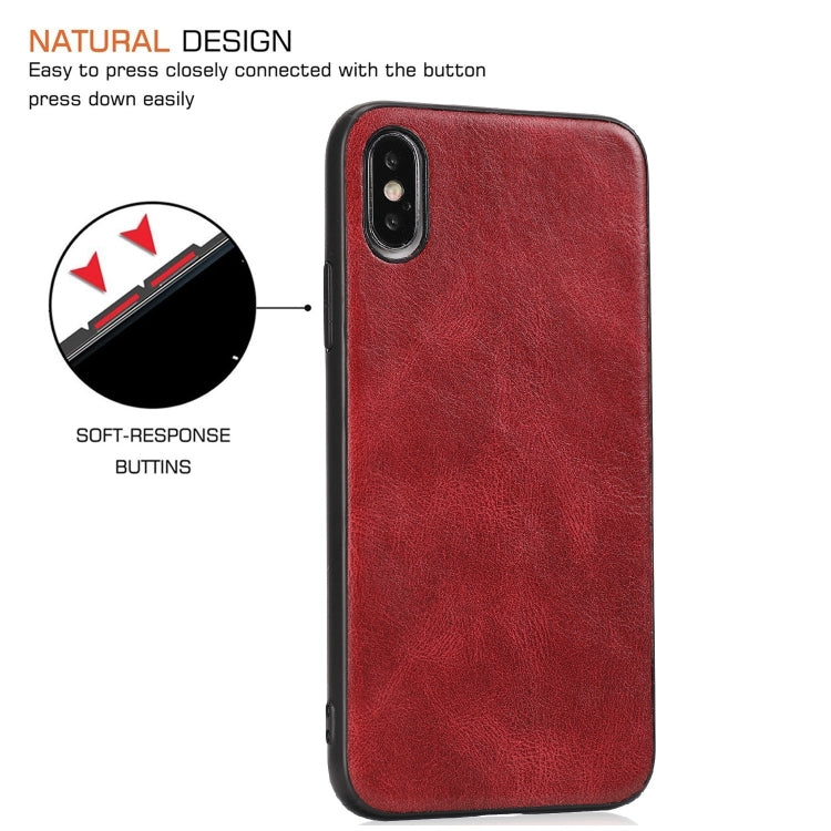 For iPhone X Crazy Horse Textured Calfskin PU+PC+TPU Case