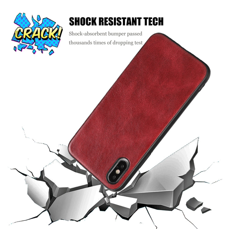For iPhone X Crazy Horse Textured Calfskin PU+PC+TPU Case