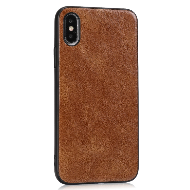 For iPhone X Crazy Horse Textured Calfskin PU+PC+TPU Case