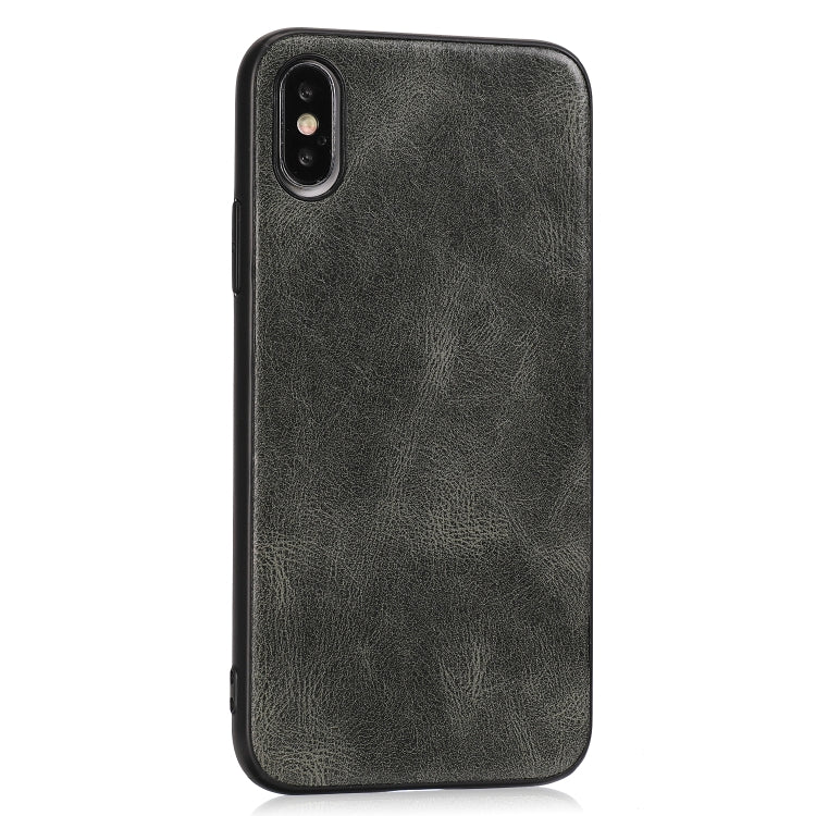 For iPhone X Crazy Horse Textured Calfskin PU+PC+TPU Case