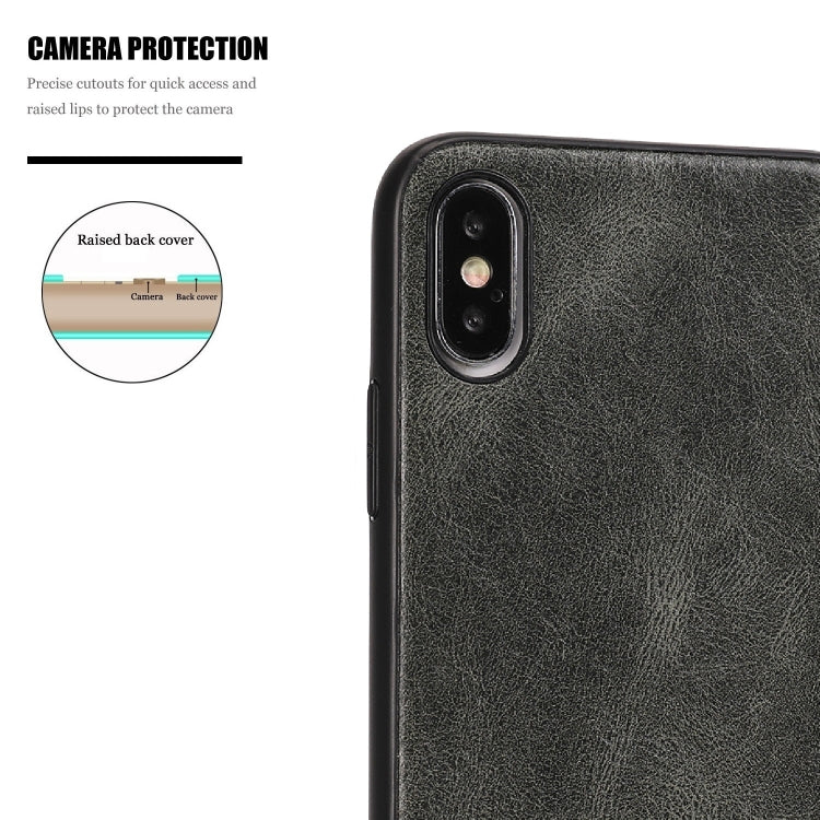 For iPhone X Crazy Horse Textured Calfskin PU+PC+TPU Case