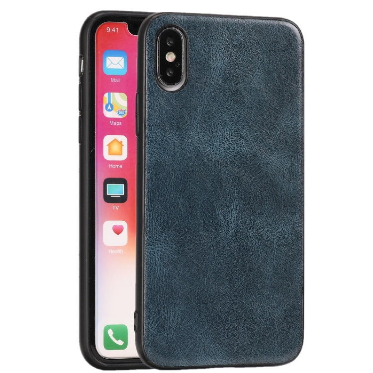 For iPhone X Crazy Horse Textured Calfskin PU+PC+TPU Case
