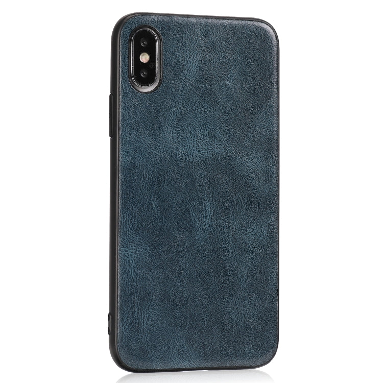 For iPhone X Crazy Horse Textured Calfskin PU+PC+TPU Case