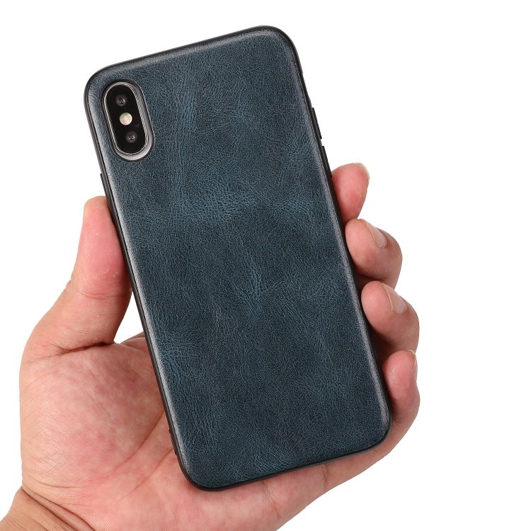 For iPhone X Crazy Horse Textured Calfskin PU+PC+TPU Case