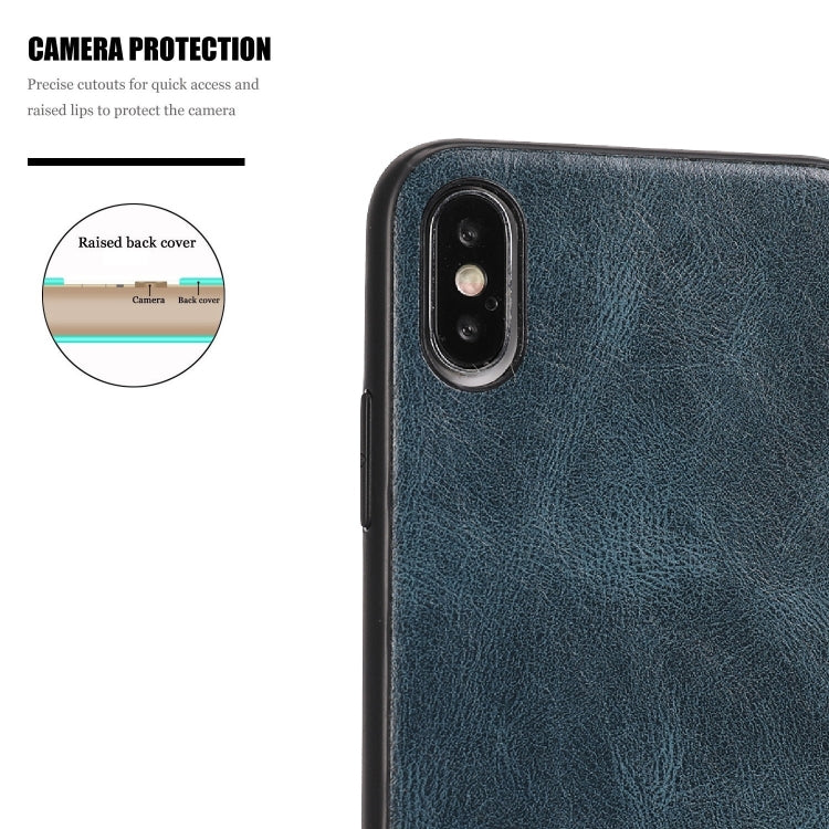 For iPhone X Crazy Horse Textured Calfskin PU+PC+TPU Case