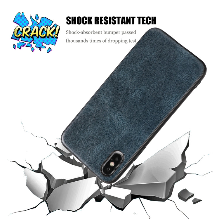 For iPhone X Crazy Horse Textured Calfskin PU+PC+TPU Case