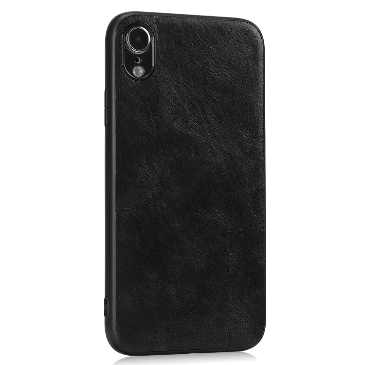 For iPhone XR Crazy Horse Textured Calfskin PU+PC+TPU Case