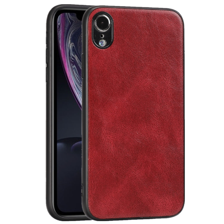 For iPhone XR Crazy Horse Textured Calfskin PU+PC+TPU Case