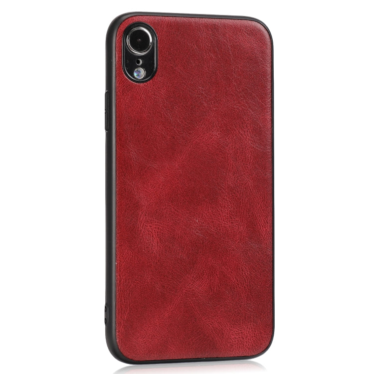 For iPhone XR Crazy Horse Textured Calfskin PU+PC+TPU Case