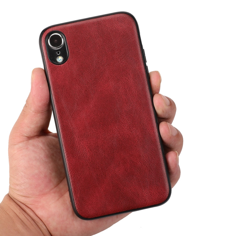 For iPhone XR Crazy Horse Textured Calfskin PU+PC+TPU Case