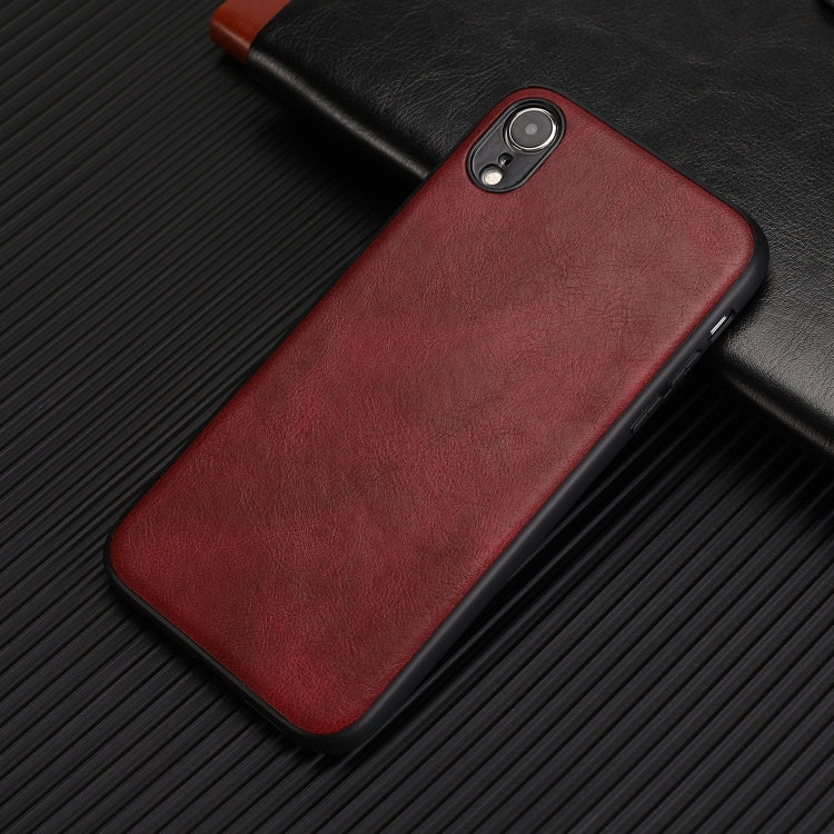For iPhone XR Crazy Horse Textured Calfskin PU+PC+TPU Case