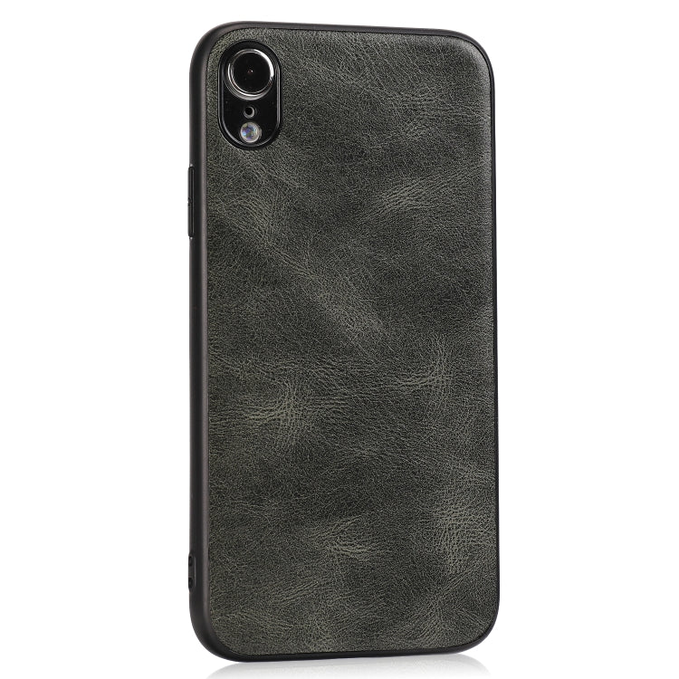 For iPhone XR Crazy Horse Textured Calfskin PU+PC+TPU Case