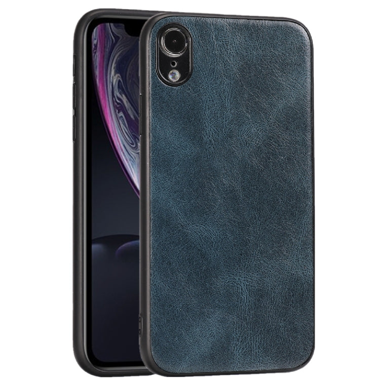 For iPhone XR Crazy Horse Textured Calfskin PU+PC+TPU Case