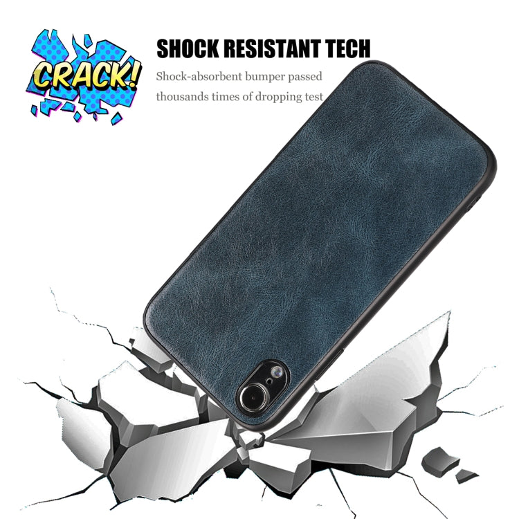 For iPhone XR Crazy Horse Textured Calfskin PU+PC+TPU Case