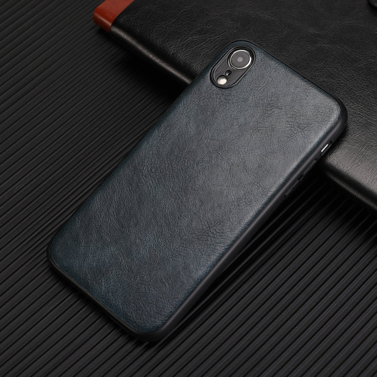 For iPhone XR Crazy Horse Textured Calfskin PU+PC+TPU Case