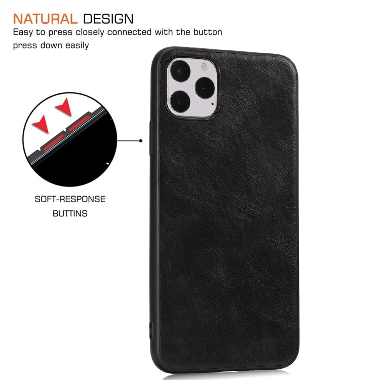 For iPhone 11 Pro Max Crazy Horse Textured Calfskin PU+PC+TPU Case