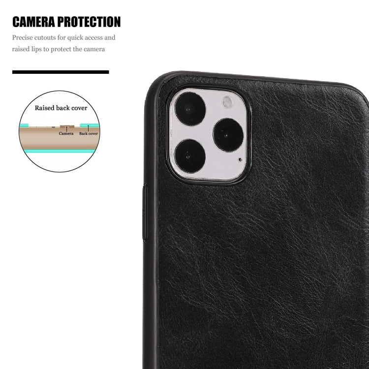 For iPhone 11 Pro Max Crazy Horse Textured Calfskin PU+PC+TPU Case