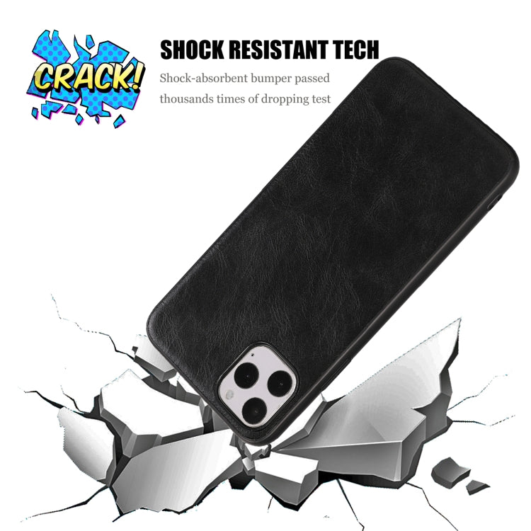 For iPhone 11 Pro Max Crazy Horse Textured Calfskin PU+PC+TPU Case