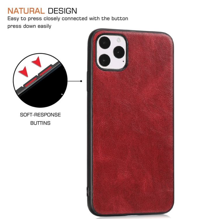 For iPhone 11 Pro Max Crazy Horse Textured Calfskin PU+PC+TPU Case