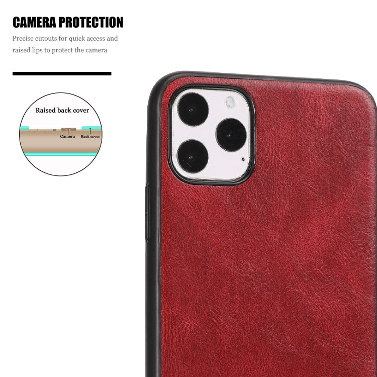 For iPhone 11 Pro Max Crazy Horse Textured Calfskin PU+PC+TPU Case