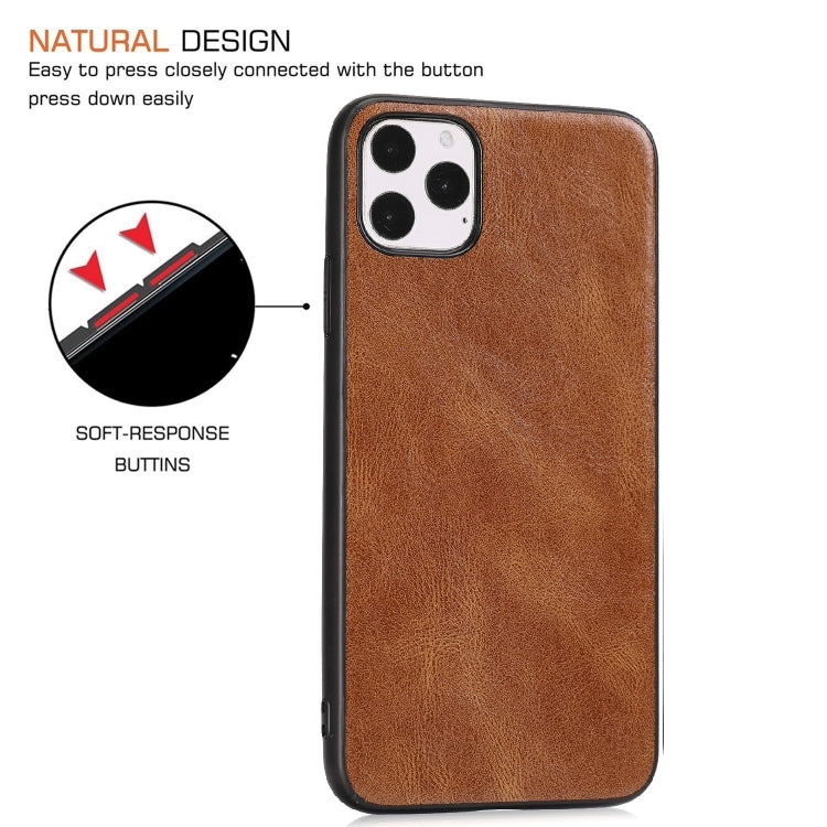 For iPhone 11 Pro Max Crazy Horse Textured Calfskin PU+PC+TPU Case
