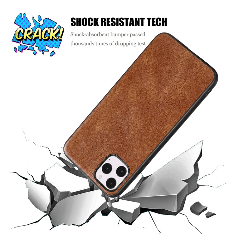 For iPhone 11 Pro Max Crazy Horse Textured Calfskin PU+PC+TPU Case