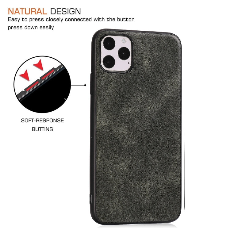 For iPhone 11 Pro Max Crazy Horse Textured Calfskin PU+PC+TPU Case