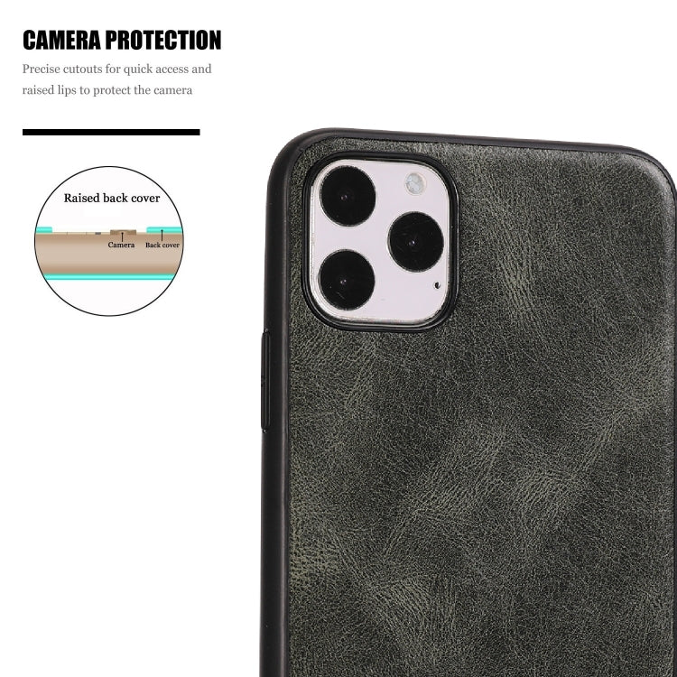 For iPhone 11 Pro Max Crazy Horse Textured Calfskin PU+PC+TPU Case