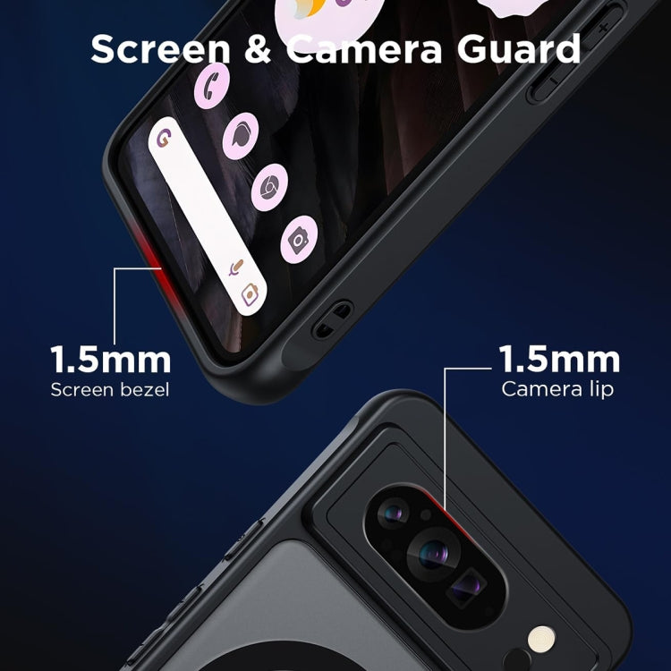 For Google Pixel 9 Pro XL MagSafe Ultra-thin Translucent PC+TPU Phone Case - Black