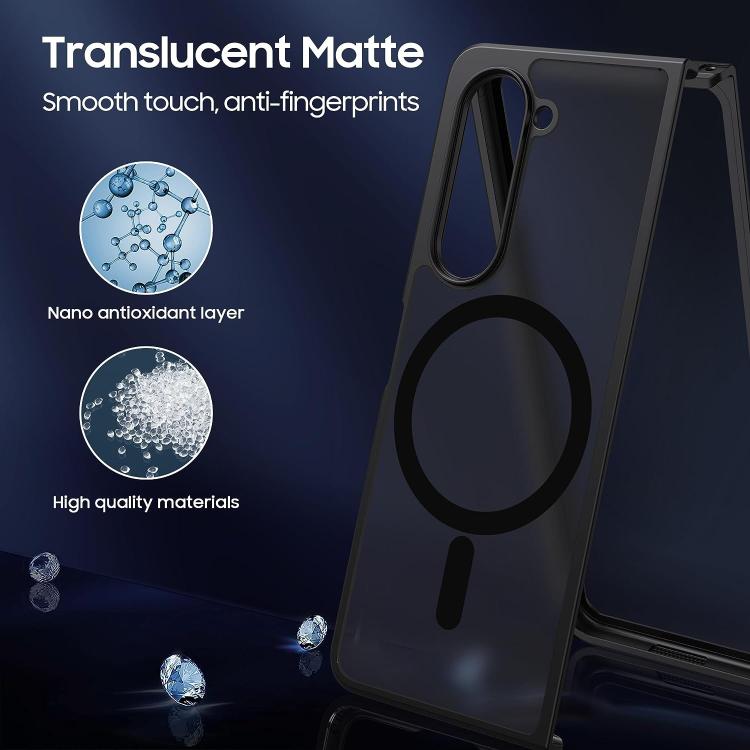 For Samsung Galaxy Z Fold7 5G MagSafe Ultra-thin Translucent PC+TPU Phone Case - Black